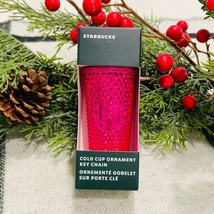 NEW! STARBUCKS Holiday 2022 Studded Pink Sangria Tumbler Cup Keychain Ornament